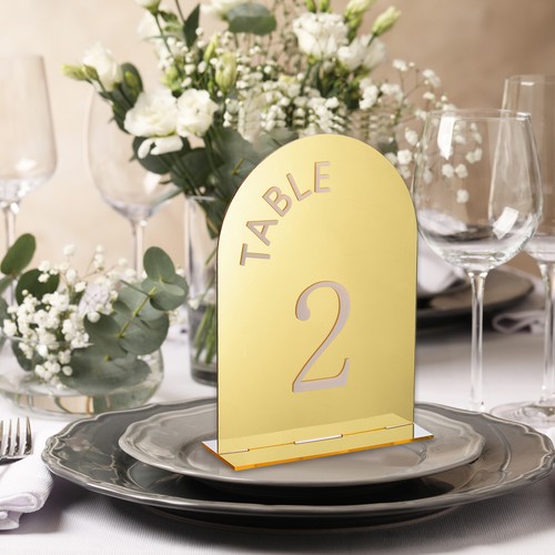 15pcs 4.8 x 7 Inch Gold Arch Acrylic Sign, Acrylic Table Sign for Wedding Party - Picture 5 of 6