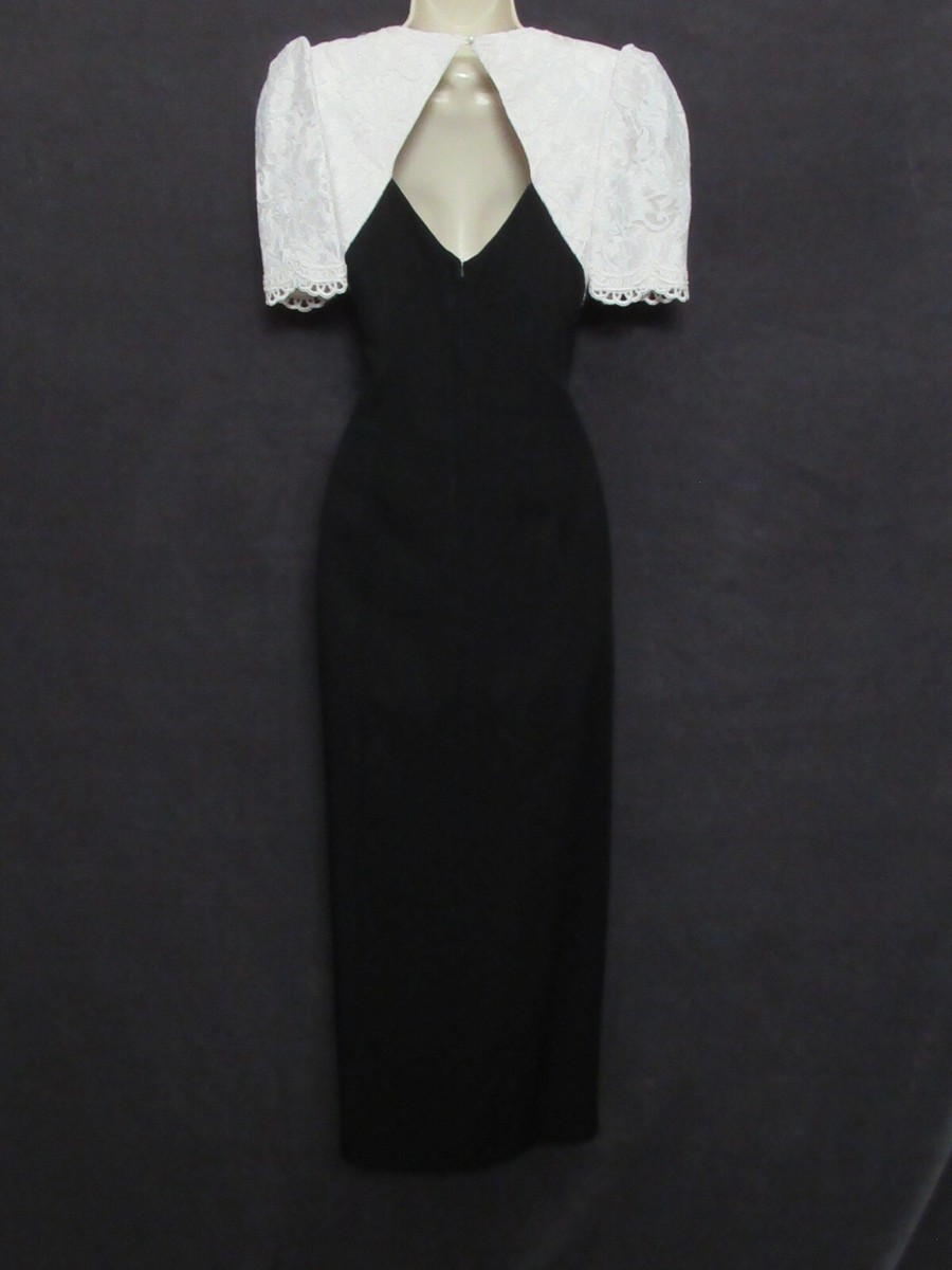 black slip dress for women Unique Vintage Black Stretch Satin Long Slip M/6-8