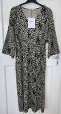 ZARA LEOPARD PRINT MIDI V-NECK DRESS WITH TIED BELT SIZE S BNWT