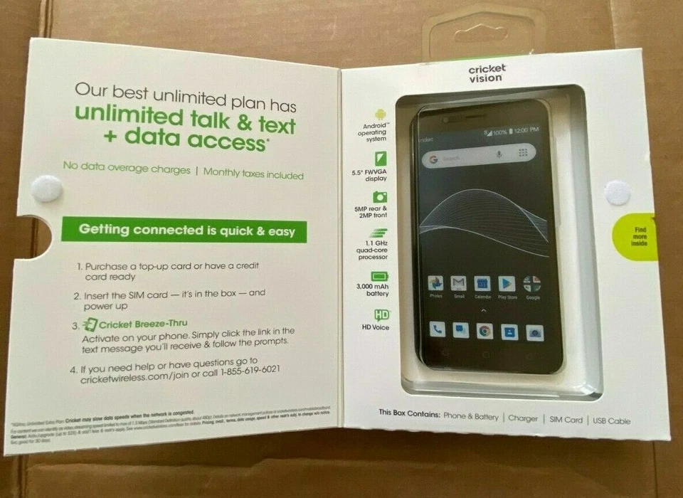 NEW FACTORY SEALED Cricket Vision 5.5" Android Quad-Core 16GB - Image 2 of 3