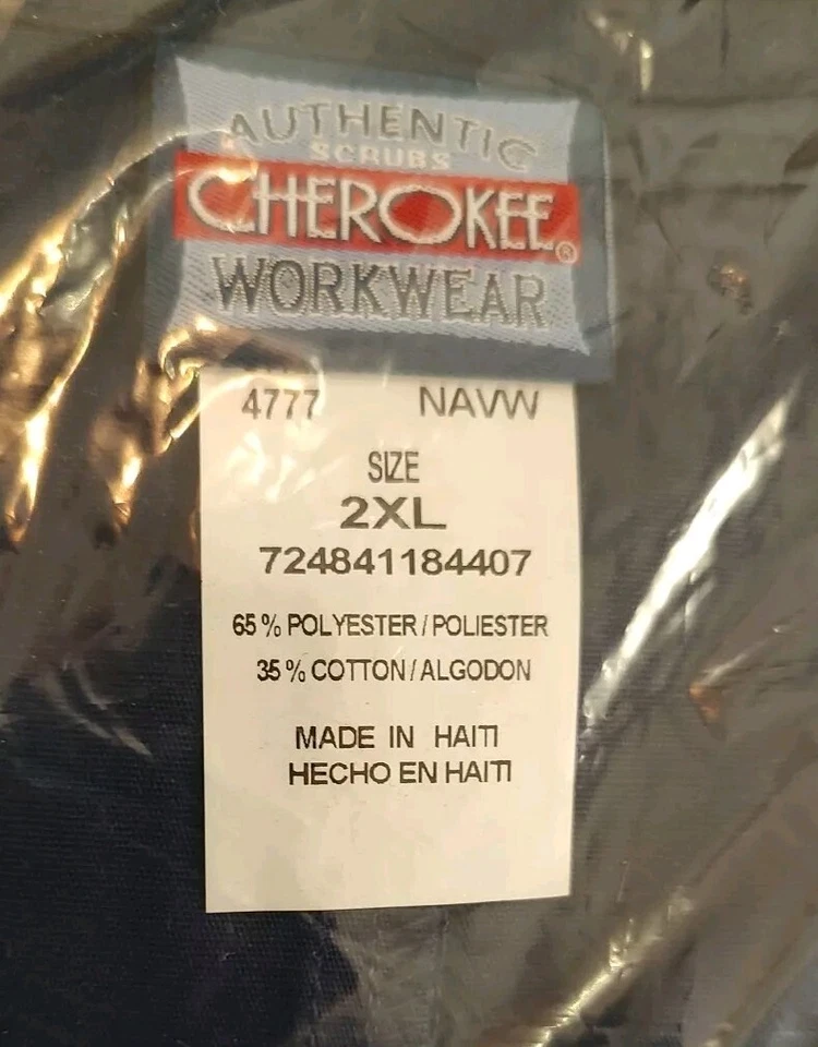 Cherokee Workwear Unisex V-Neck Scrub Top 4777  Size 2XL Navy Blue NWT - Image 2 of 4
