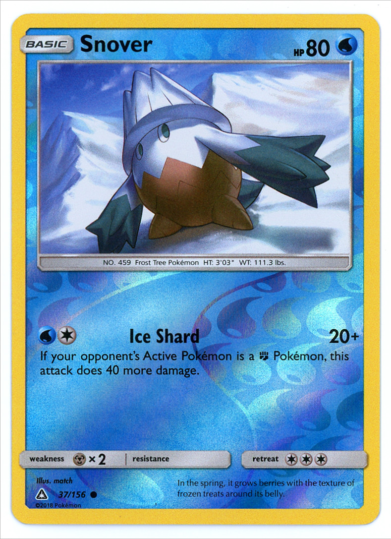 Pokemon Card Ultra Prism Snover 37/156 Reverse Holo Common - NM
