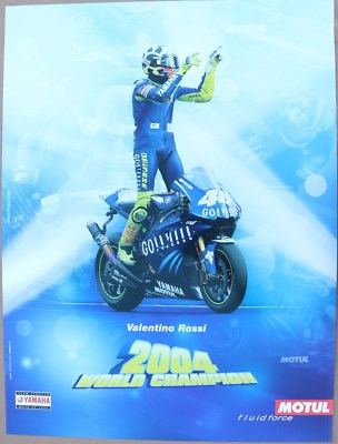 AFFICHE MOTO POSTER VALENTINO ROSSI WORLD CHAMPION 2004 MOTUL