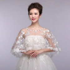 Lady Bridal Wedding Lace Shrug Wrap Shawl Jacket Cape Floral Scarf Tulle Elegant