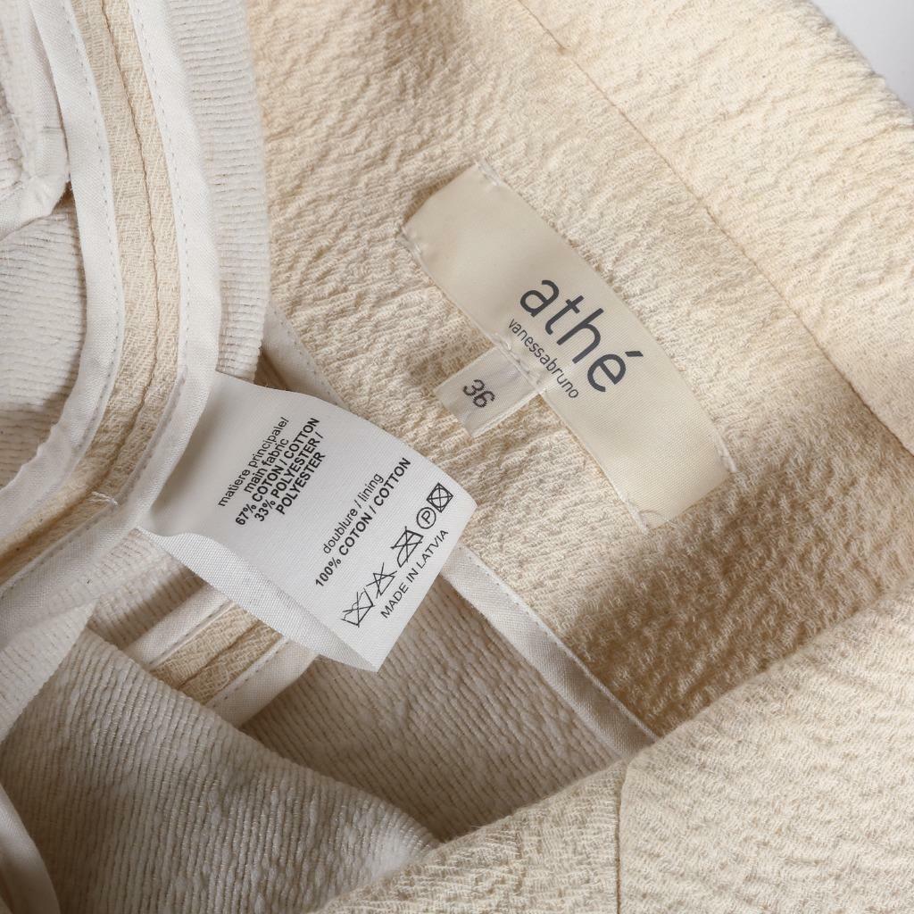 VANESSA BRUNO ATHE Womens Ivory Cotton Textured Short Coat