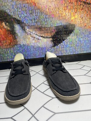 Skechers Mens Size 10 Gray Black Volgo Slip On Canvas Elastic Lace Casual  Shoes