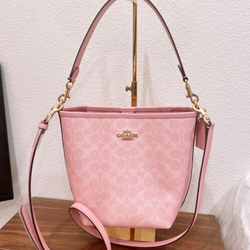 Bolso Coach City Bucket nuevo con etiquetas en lona exclusiva CT800 ROSA POLVO - Imagen 13 de 30
