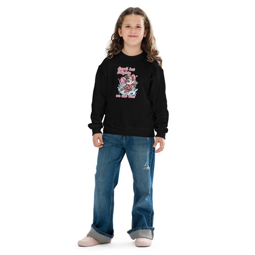 Youth Unisex Hockey Sweatshirt - Small But Mighty on the Ice - Cozy Crewneck - Picture 2 of 13