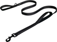 Heavy Duty Dog Leash - 2 Handles 6 ft Long - Medium to Large Dogs Black 