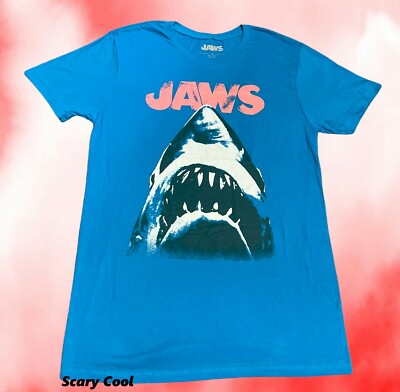 New Jaws Poster Movie 1975 Blue Mens Vintage T-Shirt