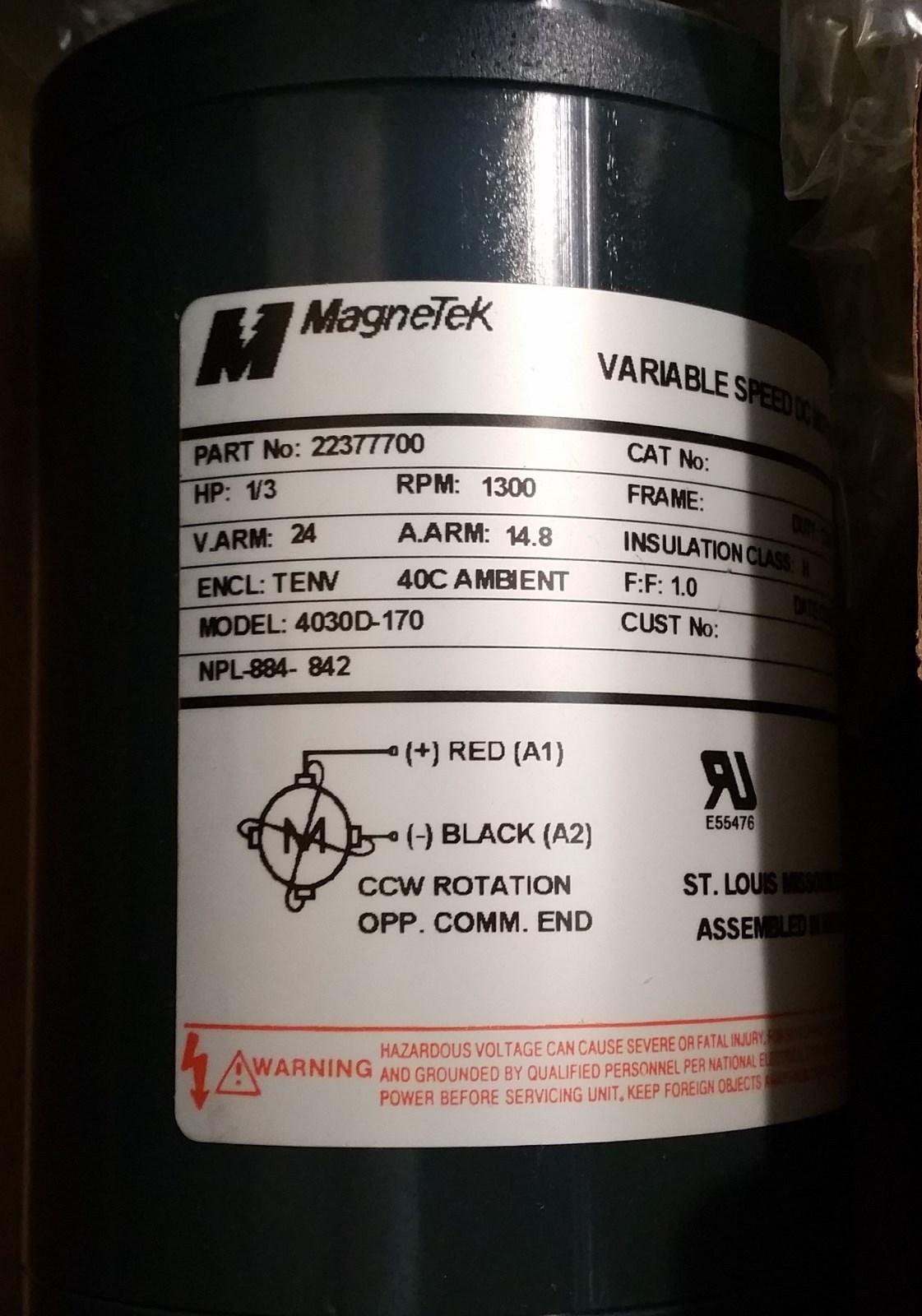 New Magnetek PN 22377700 Model 4030D-170 Adjustable Speed Drive  