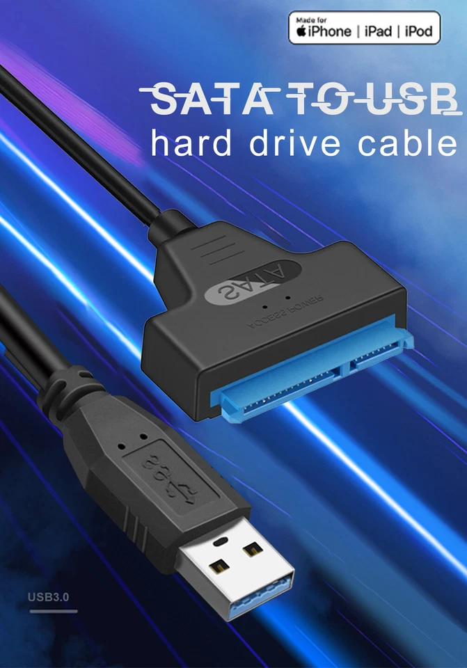 USB 3.0 auf 2.5 SATA 3 Festplatte 22 Pin Adapter Kabel UASP Konverter für SSD HDD - Bild 3 von 4