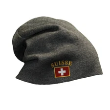 Slouchy Beanie for Men Suisse Flag Embroidery Flags Winter Hats Women Skull Cap