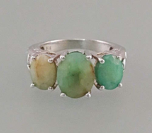 a-9425087-d 925er Silber Ring Jade hellgrün vintage Gr.53 - Picture 2 of 3