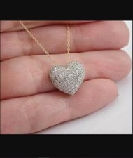 2Ct Round Cut Lab Created Diamond Heart Shape Pendant 14k Yellow Gold Plated