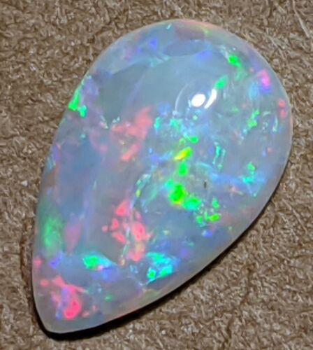 Gemmy! 0.97ct Light SemiCrystal Opal Red Green Multicolor Pear Coober Pedy AU - Picture 10 of 10