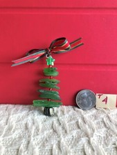 Genuine Green Surf Tumbled Sea Glass Christmas Tree with Bow T4