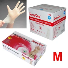 SunnyCare #7802 Powder Free Vinyl Gloves Food Service (Latex Nitrile Free) 🔥 M