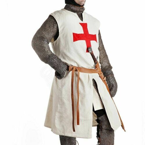 Disfraz de Halloween Cosplay MEDIEVAL TEMPLARIO CABALLERO Túnica Abrigo Renacimiento LARP - Imagen 2 de 11
