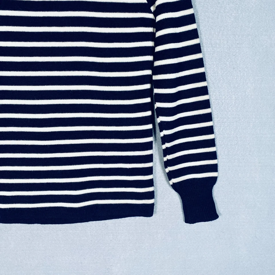 Suéter Pescador Vintage Mujer M Azul Lana Cuello Simulado Pullover Francia Foto 2 de 4