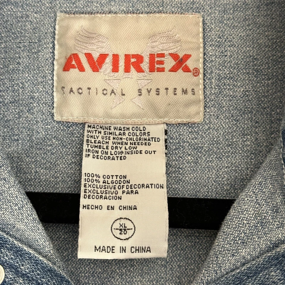 Chaqueta vaquera Avirex EE. UU. parche bordado abotonada talla juvenil XL Y2K Eagle Foto 4 de 4