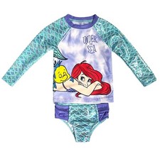 Ariel Disney The Little Mermaid Swimsuit Girls Size 2T 2 Toddler Rash Guard 24 M