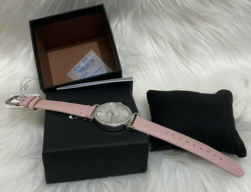 NWB 14503550 AUTHENTIC Coach MADISON 34mm Crystal Watch Silver Dial Pink Strap - Picture 7 of 12