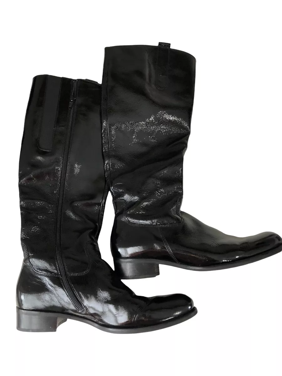 Gabor Womens Black Patent Leather Knee High Riding Boots Size 6.5 Side | eBay