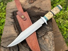 Handmade D2 Steel Custom Hunting Bowie Knife with BONE material Handle