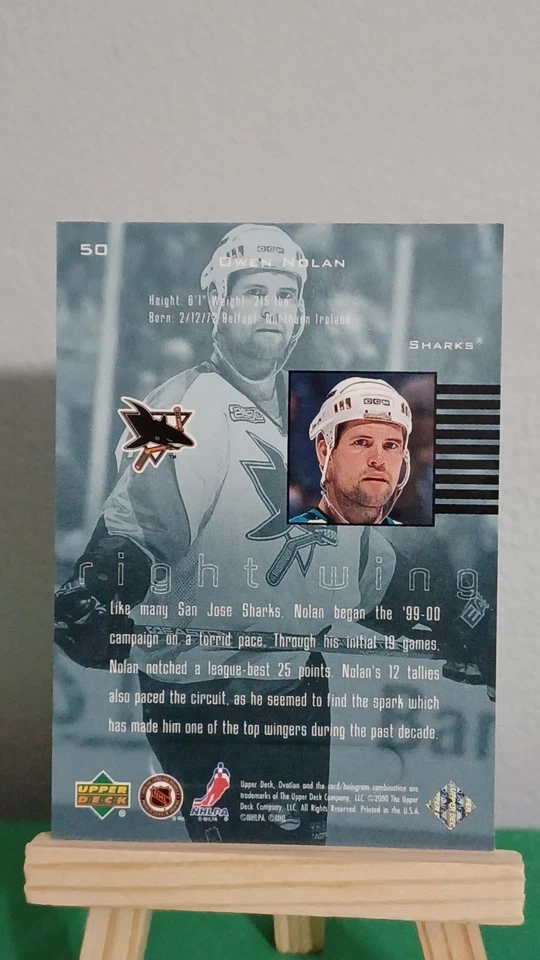 1999-00 Upper Deck Ovation #50 Owen Nolan San Jose Sharks Hockey  - Image 2 of 4