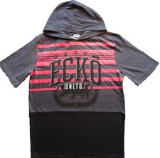 NWT ECKO UNLTD. BOYS CHARCOAL GREY/RED/BLACK HOODED TOP Size Large 14/16 NEW