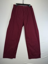 Medical Scrub Pants Mens Large Burgundy Elastic Waist Twill Workwear Uniform