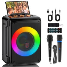 JYX Portable Karaoke Machine Bluetooth Speaker 2 Mics Wireless  Wired FM Radio