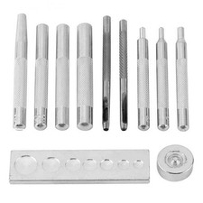 11 PCS Punch Tool Snap Kit Leather Craft Fastener Setter Rivet Base DIY
