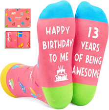 Birthday Gifts for Teen Girls - Pink Birthday Socks for 13-19 Year Old Girls