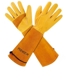 Gardening Gloves for Men/Women Thorn Proof Cowhide Leather Long Gauntlet