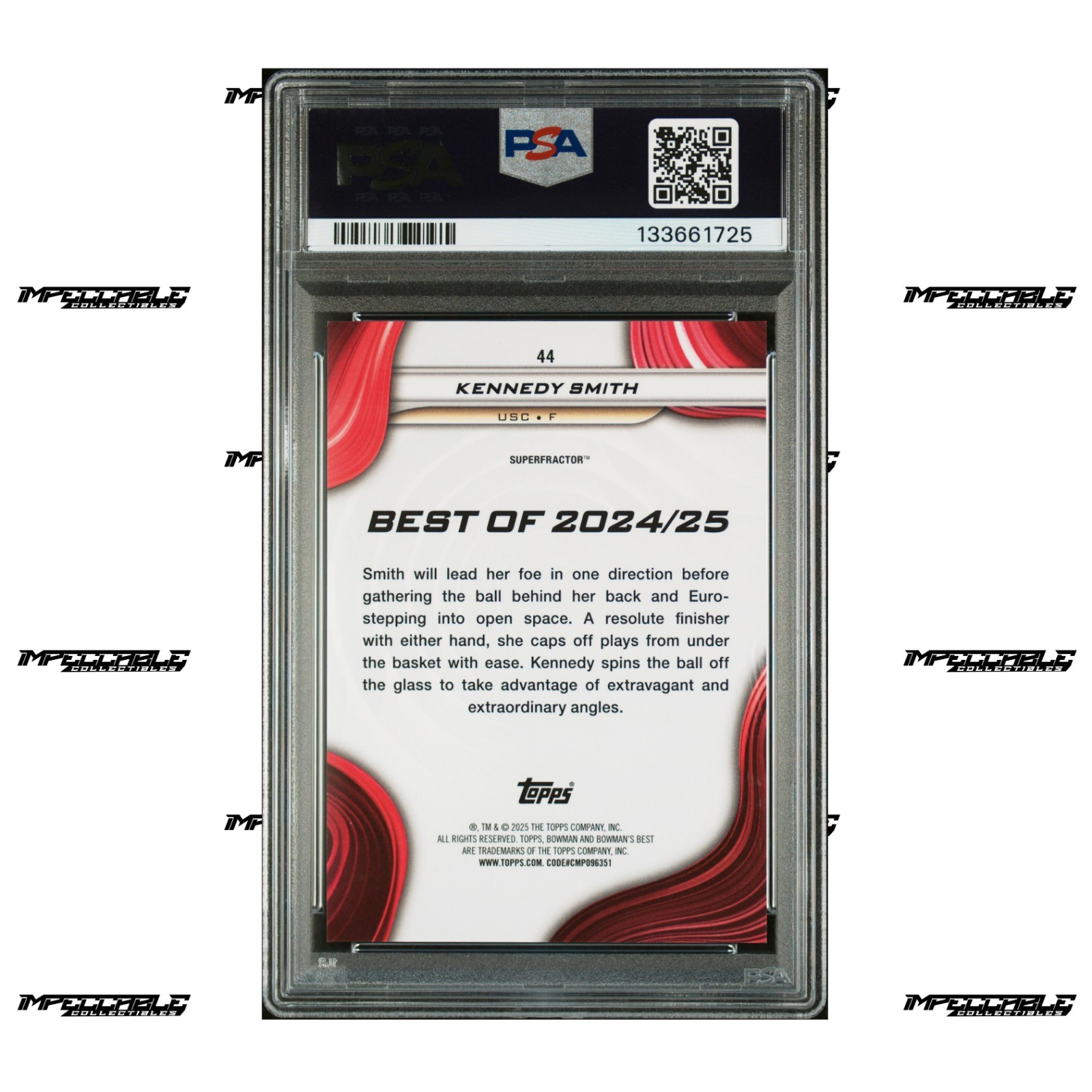 2024-25 Bowman U Best - #44 Kennedy Smith Rookie 1/1 SUPERFRACTOR PSA 10 view 2