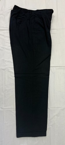 Ermenegildo Zegna, Vintage Ermenegildo Zegna Mens Midnight Blue Wool Pleated Cuffed Dress Pants 36W