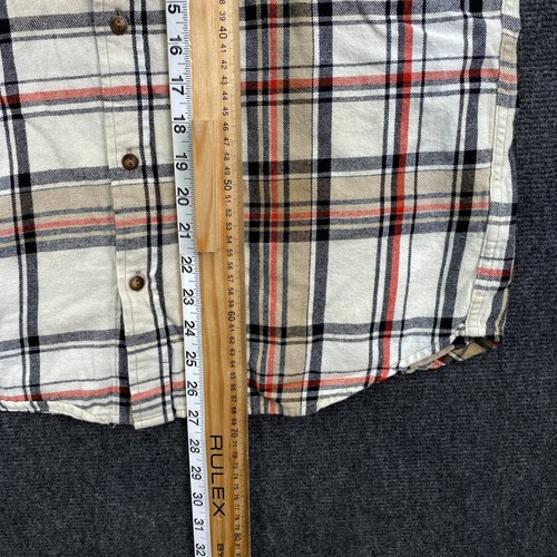 Levi's Mens Small Button Down Shirt Beige Red Black Plaid Flannel Lightweight - Picture 7 of 12