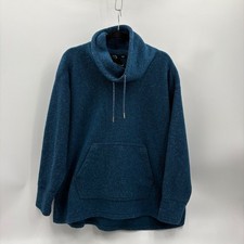 Nike Women Cowl Neck Fleece Sweatshirt Medium Blue Pullover CU6778-460 Logo