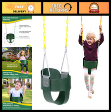 Heavy-Duty High Back Toddler Swing Seat with Coated Chains - Fully Assembled Gre