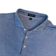 Peter Millar Polo Shirt Mens XL Blue Crown Crafted Micro Stripe Cotton Modal