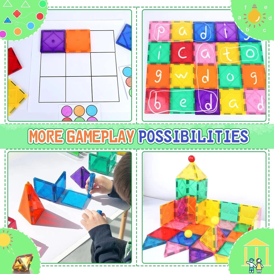christmas Magnetic Tiles Toddler Toy Magnetic Building Blocks for Kids Ages 3–12 - Image 4 of 4