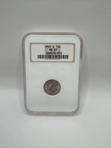 1949-S ROOSEVELT DIME NGC MS67 - OLD HOLDER BACK TONE