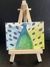 ACEO Original Painting Peacock Abstract Bird Art Card