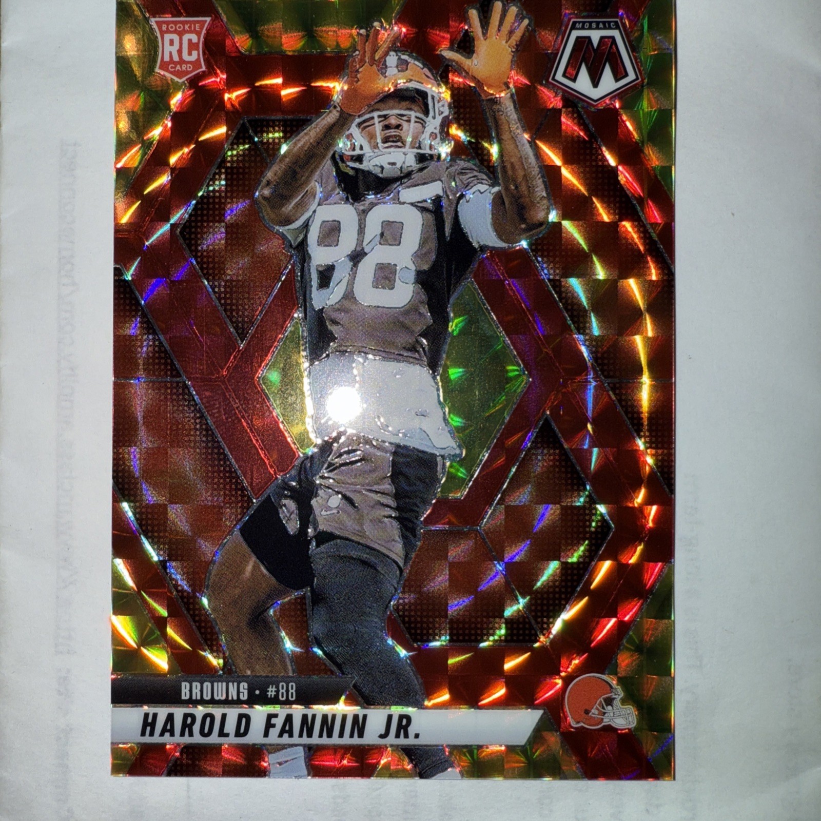 HAROLD FANNIN JR. 2025 Mosaic #384 Choice Red Yellow Prizm 78/89 Browns Rookie