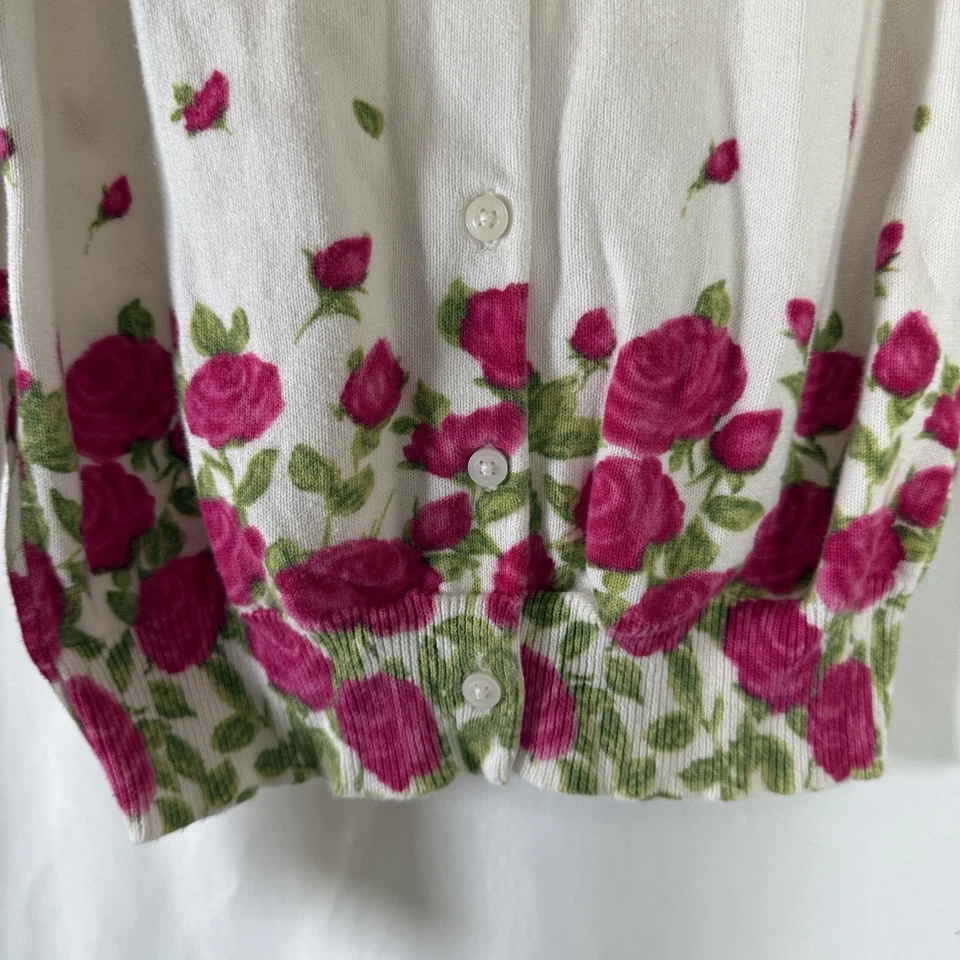 Cárdigan Janie and Jack Niñas 6 Blanco Estampado Rosa Manga Larga Abotonada Foto 4 de 4