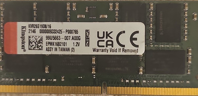 Kingston 16GB DDR4 SDRAM DIMM PC4-2666 260-Pin Unbuffered Non-ECC KVR26S19D8/16