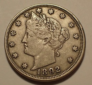 1892 Liberty V Nickel Better Middle Date Full Bold 'Liberty' XF/AU
