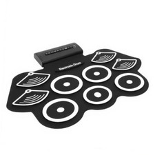Electronic Drum, 9 Drum Double Horn Sound Roll Up Practice Pad US Plug
